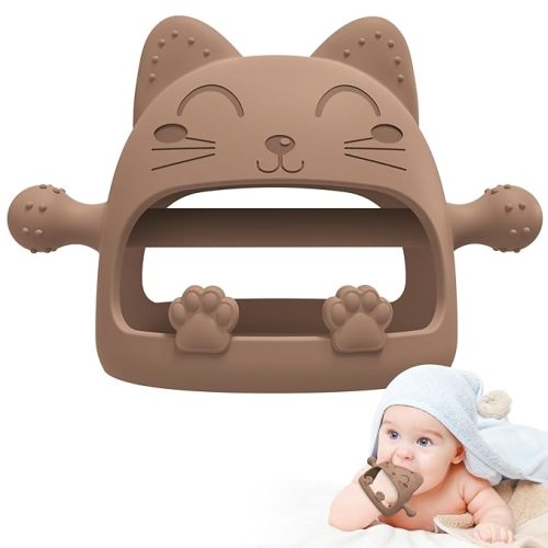 Baby Teether Toys for 6-12 Months - Teething Relief Must-Haves, Hand Teethers, Mitt With Cute Cat Shape - Ideal Baby Shower Gifts