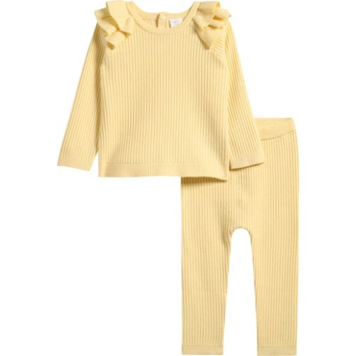Lemon Ruffle Rib Sweater & Leggings Set, 3-6M
