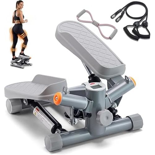 Steppers for Exercise,Stair Stepper Twist Mini Stepper with Resistance Bands, Portable Cardio Equipment 330LBS Weight Capacity for Body Shaping
