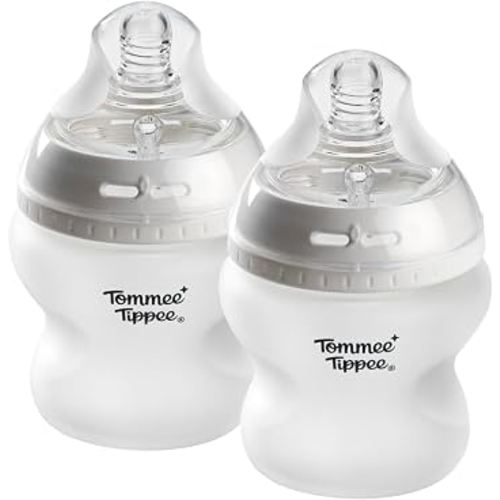 Amazon.com : Tommee Tippee Silicone Coated Glass Baby Bottles for Feeding, 9 0z, Anti-Colic, 0+ Months, Slow Flow Breast-Like Nipple, Shatter-Proof Glass, BPA Free, Pack of 2 : Baby