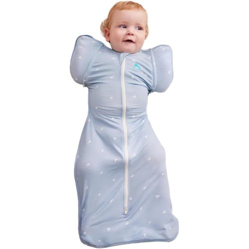 Love To Dream Swaddle Up Transition Bag, Viscose from Bamboo, Arms Up Position, Soft and Sustainable Bamboo Fabric, Sleep Bag, 1.0 TOG, (20-24°C) Ideal for moderate temps (Boats Mist, Medium, 6–8.5kg)