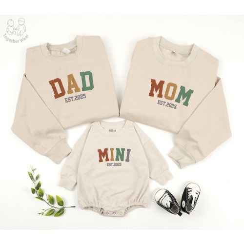 EMBROIDERED Matching Dad Mom Mini Shirt, Family Matching Shirt, Family Party Shirt, Mom Dad and Baby Announcement