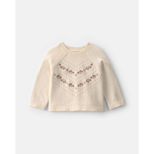 Baby Girl Embroidered Sweater - Ivory | Carter’s Oshkosh Canada