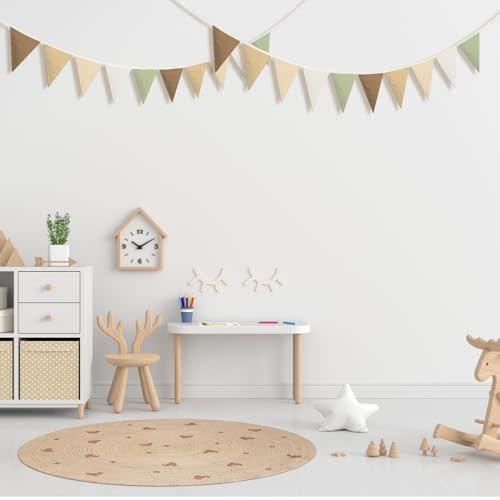 Oudain 15.5 ft Pennant Banner Flags, 2 Pcs Nursery Garland Triangle Bunting Flag Baby Banner for Nursery Decor Baby Birthday Boho Wedding Shower Party Event, Each 7.75 ft (Boho Color)