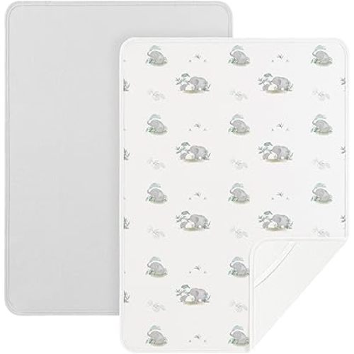Diaper Changing Pad Travel Portable Changing Pad for Baby 2 Pack Absorbent Changing Pad for Diaper Bag, 35 * 29.5 inch Baby Changing Mat Newborn Baby Essentials - Gray&Elephant