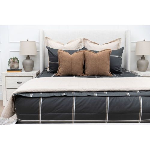 Jordan Bed: Charcoal Gray Plaid Zipper Bedding | Beddy's