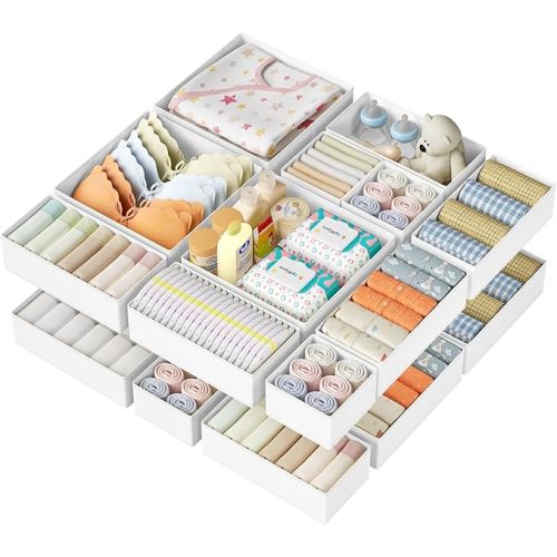 DIMJ Drawer Organizer Clothes Storage - 20 Pack Baby Dresser Organizer for Nursery, Foldable Closet Drawer Organizer Bins for Bedroom Organization, Fabric Storage Dividers for Socks, Underwears, Bras