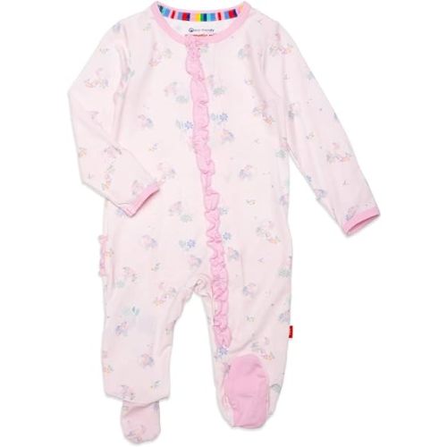 Magnetic Me Girls Modal Magnetic Baby Footie Pajamas | Silky Soft Modal Fabric | Baby Sleepers Available Sizes PRE - 24M