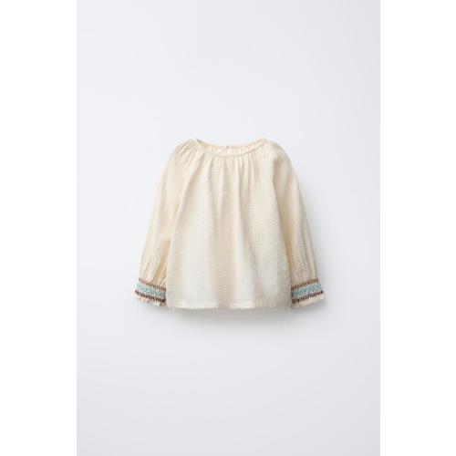 EMBROIDERED SWISS DOT SHIRT - Ecru | ZARA United States
