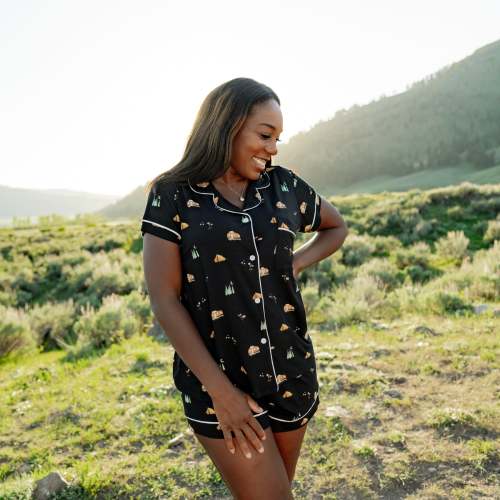 Women's Short Sleeve Pajama Set in Under the Stars
