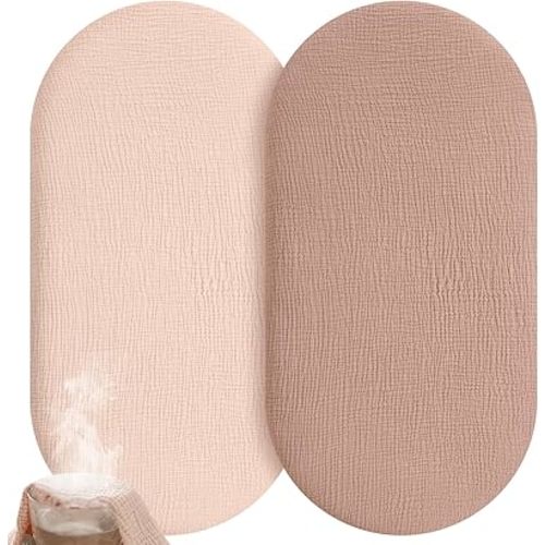 Muslin Bassinet Sheets Boy Girl, 100% Cotton Fitted Bassinet Sheet Set 2 Pack Bassinet Mattress Sheets Universal Fit for Rectangle, Round, Oval, Hourglass Mattress, Soft Breathable