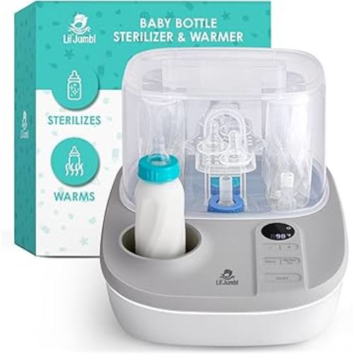 Lil' Jumbl 2-in-1 Baby Bottle Sterilizer & Warmer – Time-Saving Sterilizer & Dryer for Baby Bottles, Pacifiers, Pump Parts & Essentials – Features Precise Temperature Control Bottle Warmer