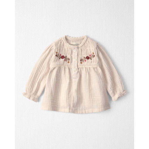 Baby Girl Organic Cotton Embroidered Gauze Top - Little Planet | Carter's
