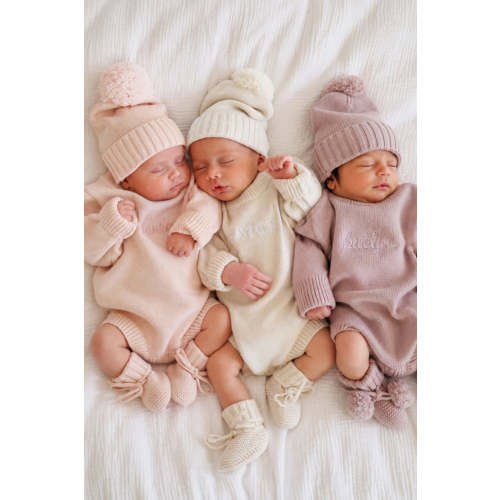 Embroidered Knit Sweater Bubble Romper | Solids