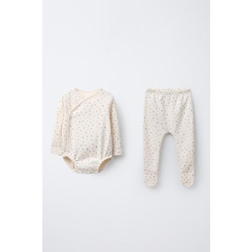 FLORAL BODYSUIT AND LEGGINGS SET - Ecru | ZARA United States