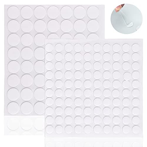 Prudiut 156 PCS Double Sided Adhesive Dots, Removable Clear Sticky Putty Round Adhesive Putty for Wax Seal Kit Wall Hanging Festival Decoration (10mm +15mm)