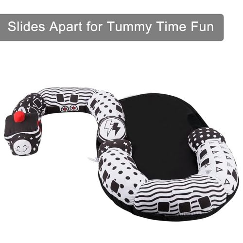 Lovvie & Joy 2-in-1 Tummy Time Mat & Seated Support Pillow,Baby Tummy Time Pillow Support for Newborns and Older Babies,with Detachable Support Pillow and Toys