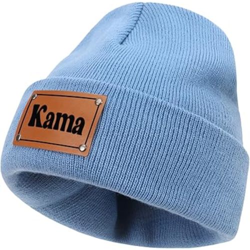 Custom Toddler Baby Beanies, Mama Mini Matching Hats, Leather Patch Baby Knit Hats, Winter Beanies for Infant, Kids Adults