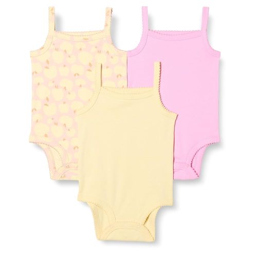 Amazon Essentials Baby Girls' Sleeveless Bodysuits, Pack of 3