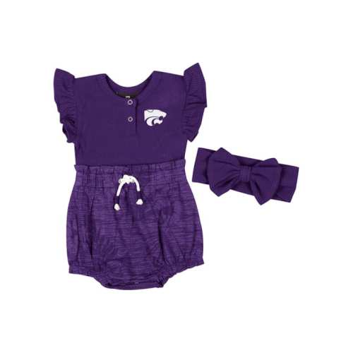 Colosseum Baby PURPLE K-State Wildcats Fern Headband Set Short Sleeve One Piece - 150322297