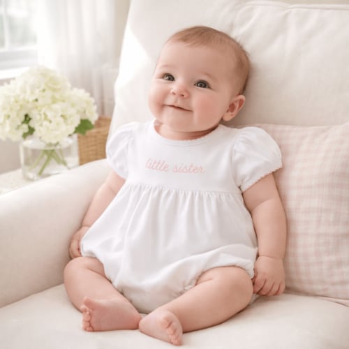 Baby Girl Little Sister Short Sleeve Bubble - Sibling Shower Gifts – Magnolia Baby