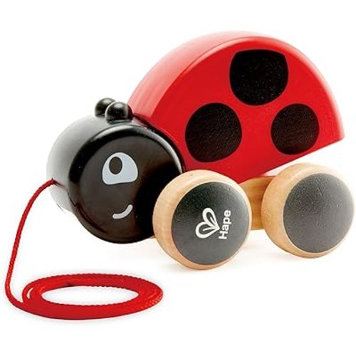 Hape Ladybug Pull-Along | Easy Pull Flapping Wooden Toddler Toy, Multi-Color