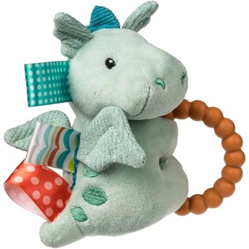 Soft Baby Rattle with Soothing Teether Ring and Sensory Tags, 6-Inches, Drax Dragon