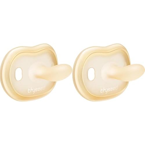 Newborn Pacifiers 0-3 3-6 0-6 Months Ultra Light Silicone Baby Pacifier Girl Boy Infant Paci for Breastfed Babies Breastfeeding Pacii One Piece Flat Soothies for Sensitive Skin BPA Free 2 Pack