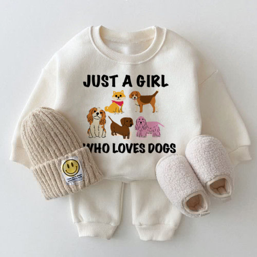 Baby Dogs White Sweatshirt 2-piece Set