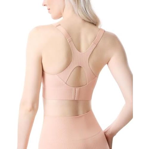 Momcozy Nursing Bras for Breastfeeding, Ribbed Maternity Bra with Racerback, Soft Stretchy Nursing Sports Bra for Yoga