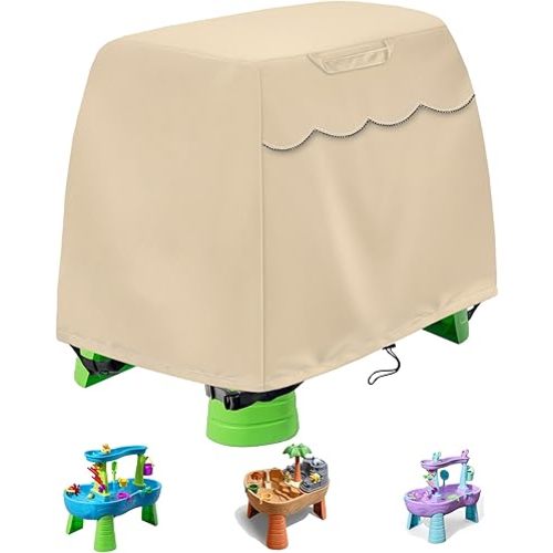 Kids Water Table Cover Fit Step2 Rain Showers Splash Pond Water Table, Waterproof Dust Proof Outdoor Toys -Cover only, 39" Wx22" Dx33" H (Khaki)