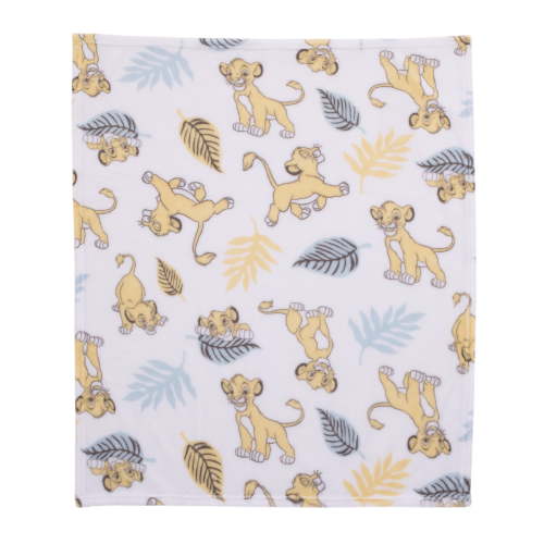 Disney Lion King Yellow, White Super Soft Plush Baby Blanket, Allover Print, Simba, Unisex, Infant, Plush Polyester