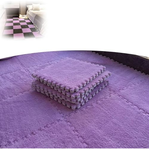 Milk Velvet Patchwork Rugs, Carpet Puzzle Mats for Floor, Interlocking Carpet Tiles, Plush Puzzle Foam Floor Mat, Carpet Squares with Padding Attached (G,10pcs)