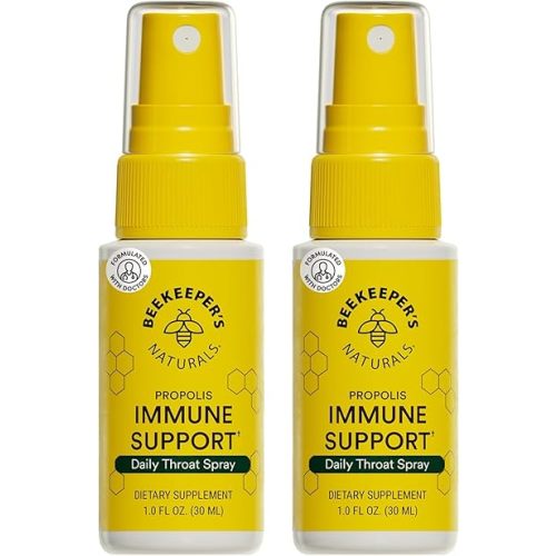 Beekeeper's Naturals Propolis Throat Spray, Natural Immune Support & Sore Throat Relief - Antioxidants, Keto, Paleo, Gluten-Free, 1.0 oz (Pack of 2)
