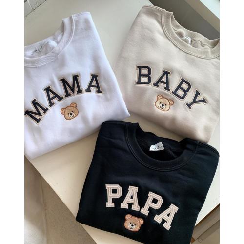 Embroidered Bear Family Sweatshirt, Matching Crewneck Outfits, Papa Mama Baby Embroidered Crewneck Sweatshirt, Birthday Party Shirt