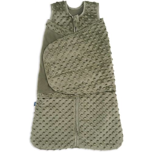 HALO Sleepsack Swaddle, 3-Way Adjustable Swaddle Blanket, TOG 3.0, Velboa, Olive Green Plush Dots, Newborn, 0-3 Months