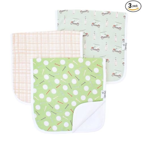 Copper Pearl Premium Baby Burp Cloths - 3-Pack Large Cotton Burp Cloths, Extra Soft Spit Up Rags with 3 Absorbent Layers, Perfect for Baby Boy and Baby Girl Gifts (21" x 10" Size, Bogey Set)