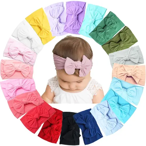 20PCS Baby Girls Headbands Soft Nylon Newborns Headbands 4.5inch Hair Bows Elastic Hairbands Hair Accessories for Newborns Infants Toddlers Girls Kids