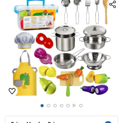 Amazon.com: Sundaymot Play Kitchen Accessories, Wooden Play Food, Cooking Set with Stainless Steel Cookware Pots and Pans Utensils, Apron, Chef Hat, ​Cutting Food Kitchen Playset for Girls and Boys : Toys & Games