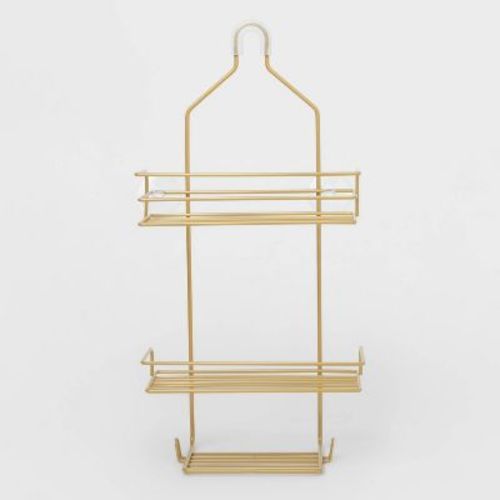 Metal Over The Shower Storage Brass - Room Essentials™: Bathroom Organizer, Gold Tone, 20" High, 10" Long