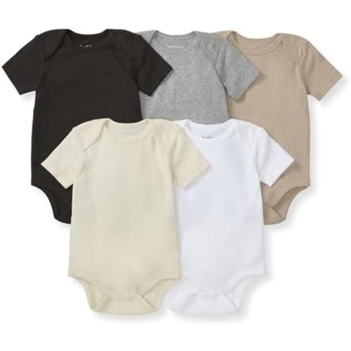 Burt's Bees Baby Unisex Bodysuits, Short Sleeve Organic Sleepwear, 5-Pack