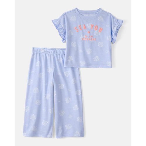 Toddler Girl Sea Shell Loose Fit 2-Piece Pajama Set - Blue | Carter's