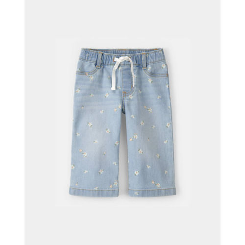 Baby Girl Floral Drawstring Wide-Leg Jeans - Light Wash - OshKosh B'gosh | Carter's