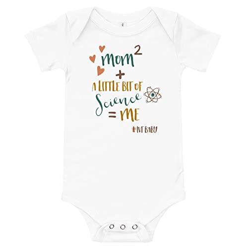 Poppy Summit Mom2 + Science = Me, Lesbian Mom Baby Bodysuit, IVF-Themed, Heather, Baby Size