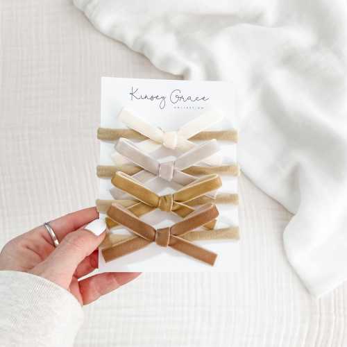 Velvet Bow Set, Baby Girl Bows, Baby Headbands, Newborn Bows, Small Bows, Newborn Headband, Baby Shower Gift, Headband Set, Baby Bows