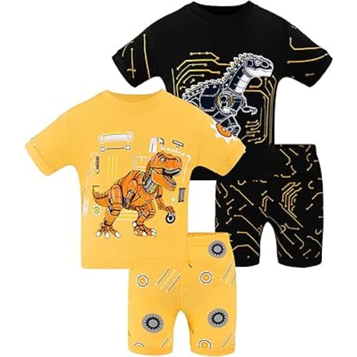 DAUGHTER QUEEN Boys Pajamas 4 Pieces Short Set 100% Cotton Sleepwear Size 18 Months-12 Years