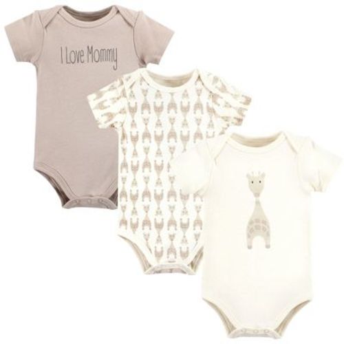 Hudson Baby Infant Baby Cotton Bodysuits 3-Pack, Modern Giraffe, 0-3 Months