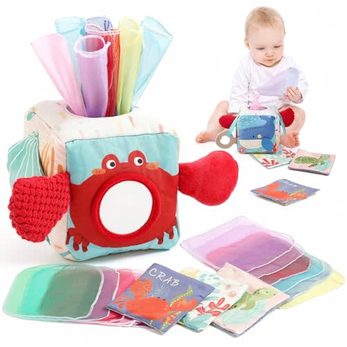Youuys Baby Tissue Box Toy for Babies 6-12 Months - Montessori Toys Baby Tissue Box Sensory Toys for 1 Year Old - Boy Girl Gifts for Babies 6 12 18 Months Old (Ocean)
