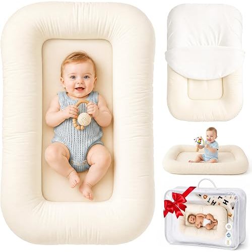 Baby Lounger & Snuggle Nest for Newborn 0-24 Months, Baby Nest Supervised Breathable Cotton for Newborn, Breathable Portable Infant Lounnger for Travel and Home