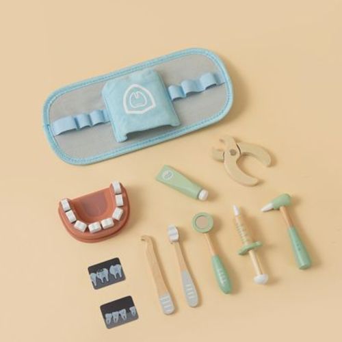 Freniland™ - Wooden Dentist Play Set,11 Piece Pretend Play Kit with Teeth Model,Tools & Carry Belt,Educational Toy for Kids Ages 3+